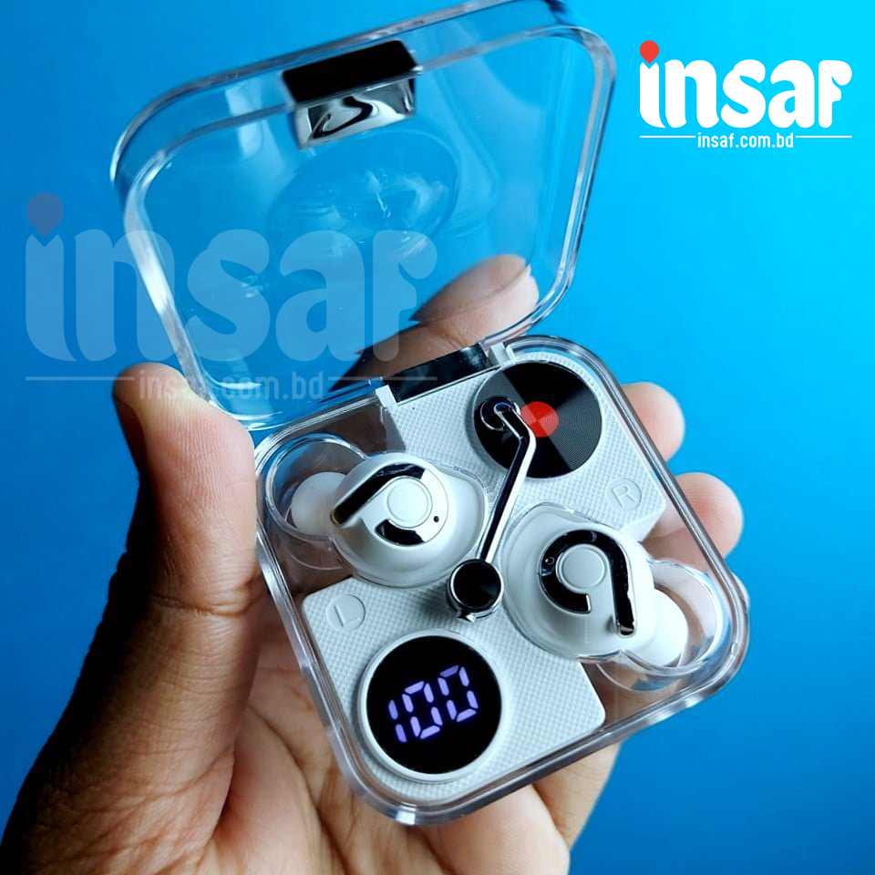 Extra Bass P61 Pro Transparent TWS Earbuds – White Color - insaf.com.bd